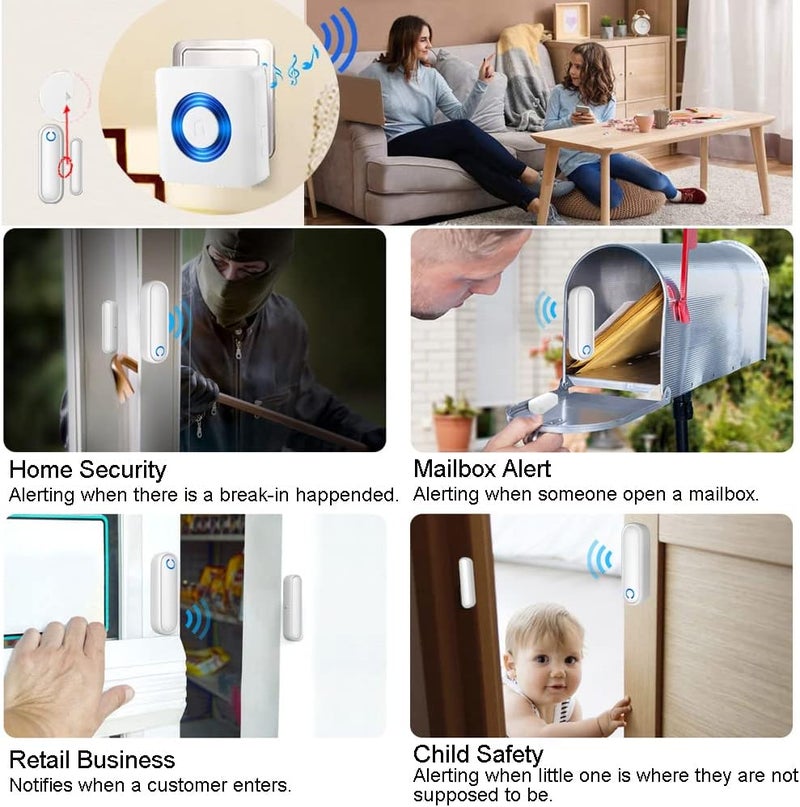YisTech Caregiver Pager Door Alarms for Dementia Patients/Kids Safety/Home Security,Wireless Door Alarm Sensor for Elderly/Business/Home/Store (Three Sensor One Receiver) - Image 4